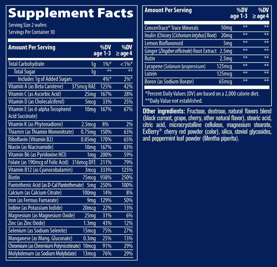 Complete Children's Chewable Supplement Facts Label