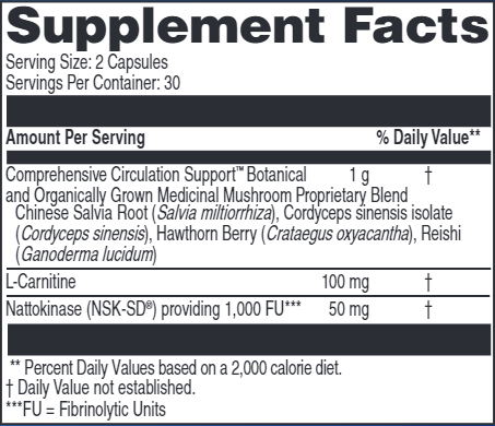 Comprehensive Circulation Support Supplement Facts Label