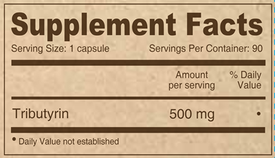 DEVA VEGAN TRIBUTYRIN Supplement Facts Label