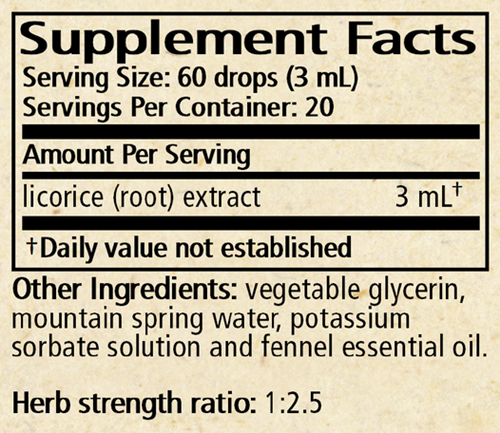 Glycyrrhiza Glycerite/licorice Supplement Facts Label