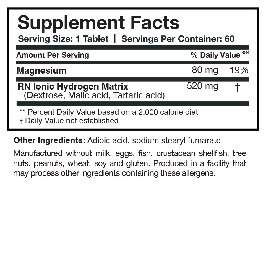 H2 Absorb Supplement Facts Label