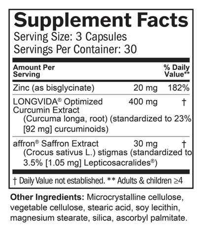 Happy Saffron Plus Supplement Facts Label