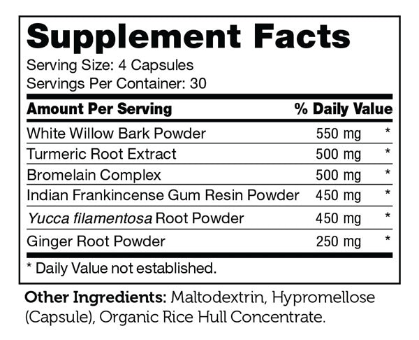InflaMix (Formerly Inflame-X) Supplement Facts Label