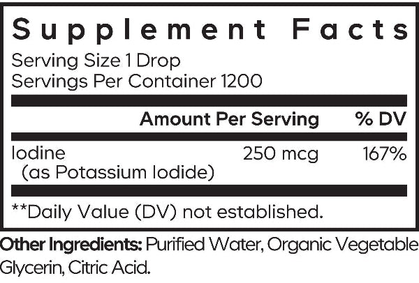Liquid Iodine USDA Organic Supplement Facts Label
