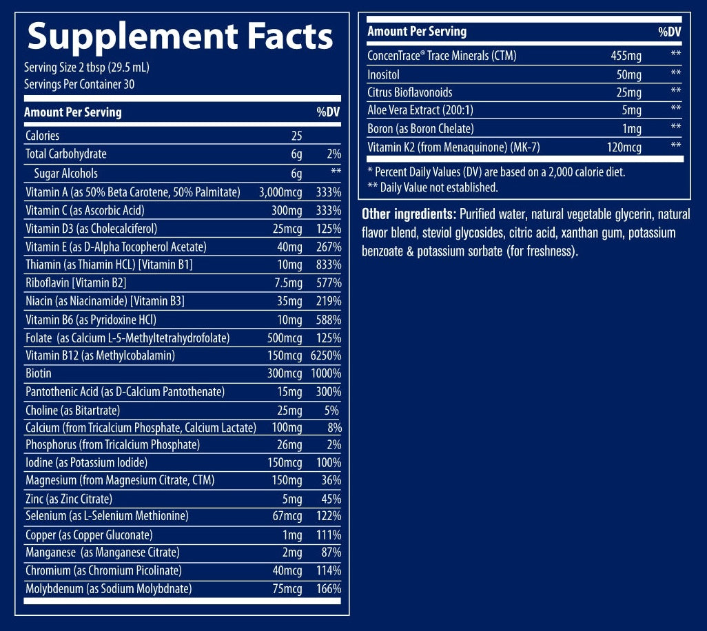 Liquid Multi Vitamin-Mineral Berry Supplement Facts Label