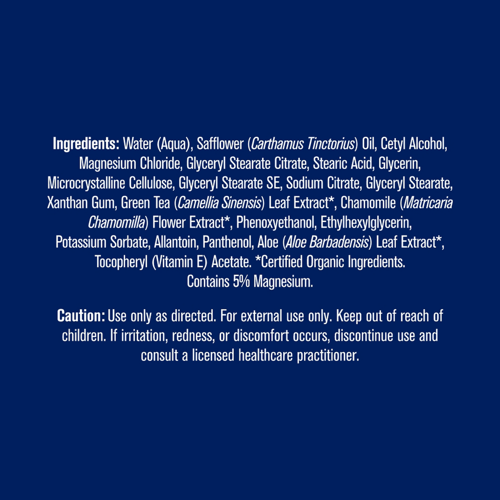 Magnesium Lotion Supplement Facts Label