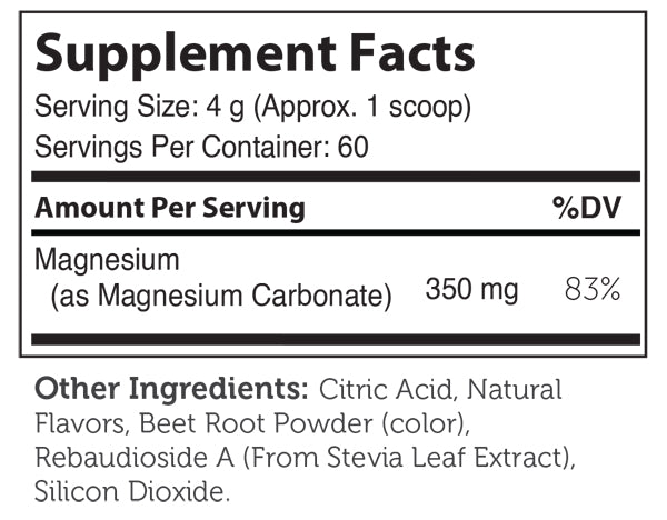 DISCONTINUED - Magnesium Powder Supplement Facts Label