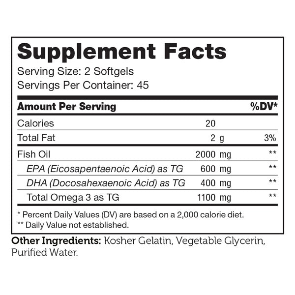 Omega 3 Platinum Supplement Facts Label
