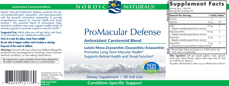 ProMacular Defense (Nordic Naturals) 90ct Label