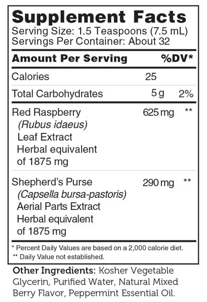 PureBerry+Purse Supplement Facts Label