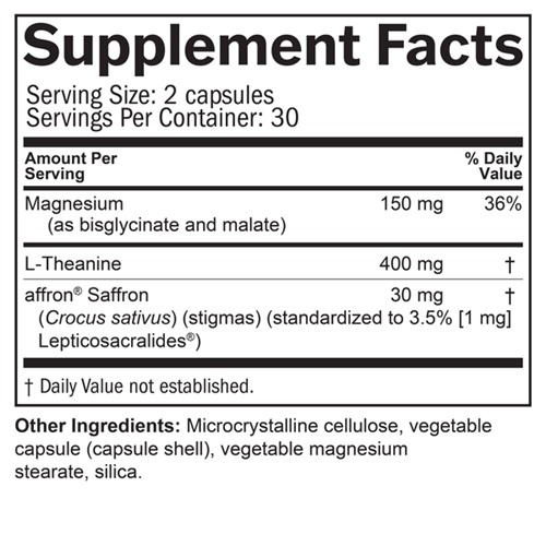 Quiet My Mind Sleep Supplement Facts Label