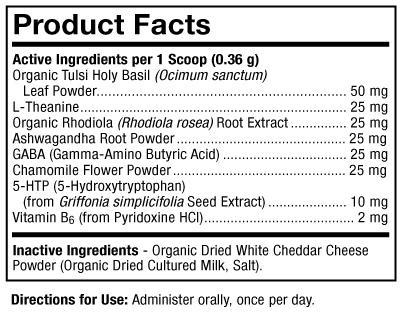 Stress Support for Pets Supplement Facts Label