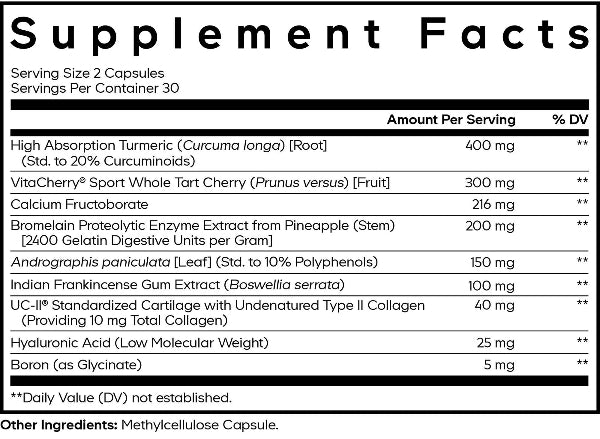 Supreme Joint Health Supplement Facts Label