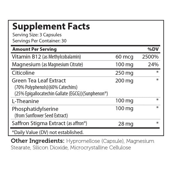 Teen Focus* Supplement Facts Label