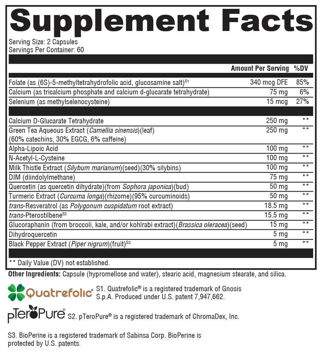XenoProtX™ Supplement Facts Label