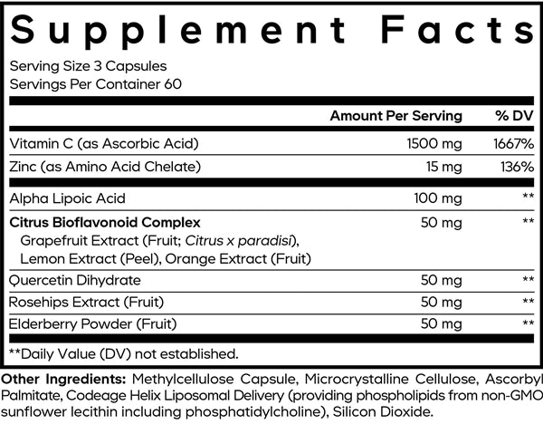 Liposomal Vitamin C Supplement Facts Label