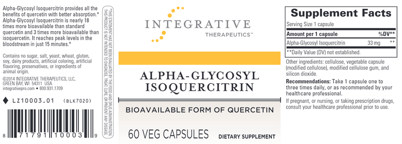 Alpha Glycosyl Isoquercitrin Integrative Therapeutics Label