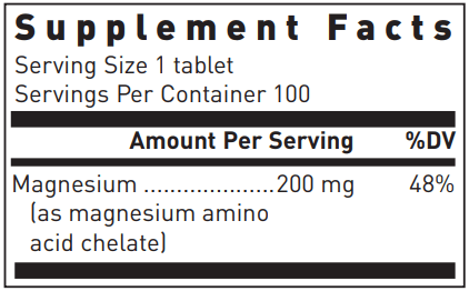Amino-Mag 200 Supplement Facts Label