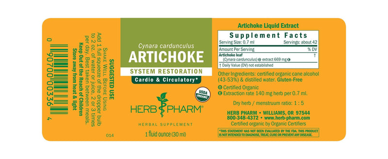 Artichoke (Herb Pharm) Label