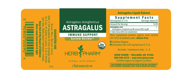 Astragalus (Herb Pharm) Label