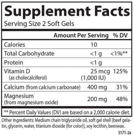 Calcium & Magnesium Supplement Facts Label
