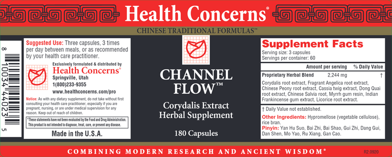Channel Flow (Health Concerns) 180ct Label