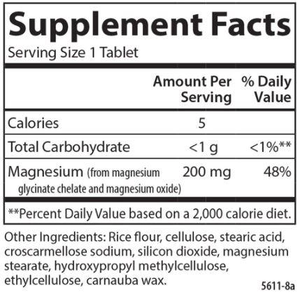 Chelated Magnesium Supplement Facts Label