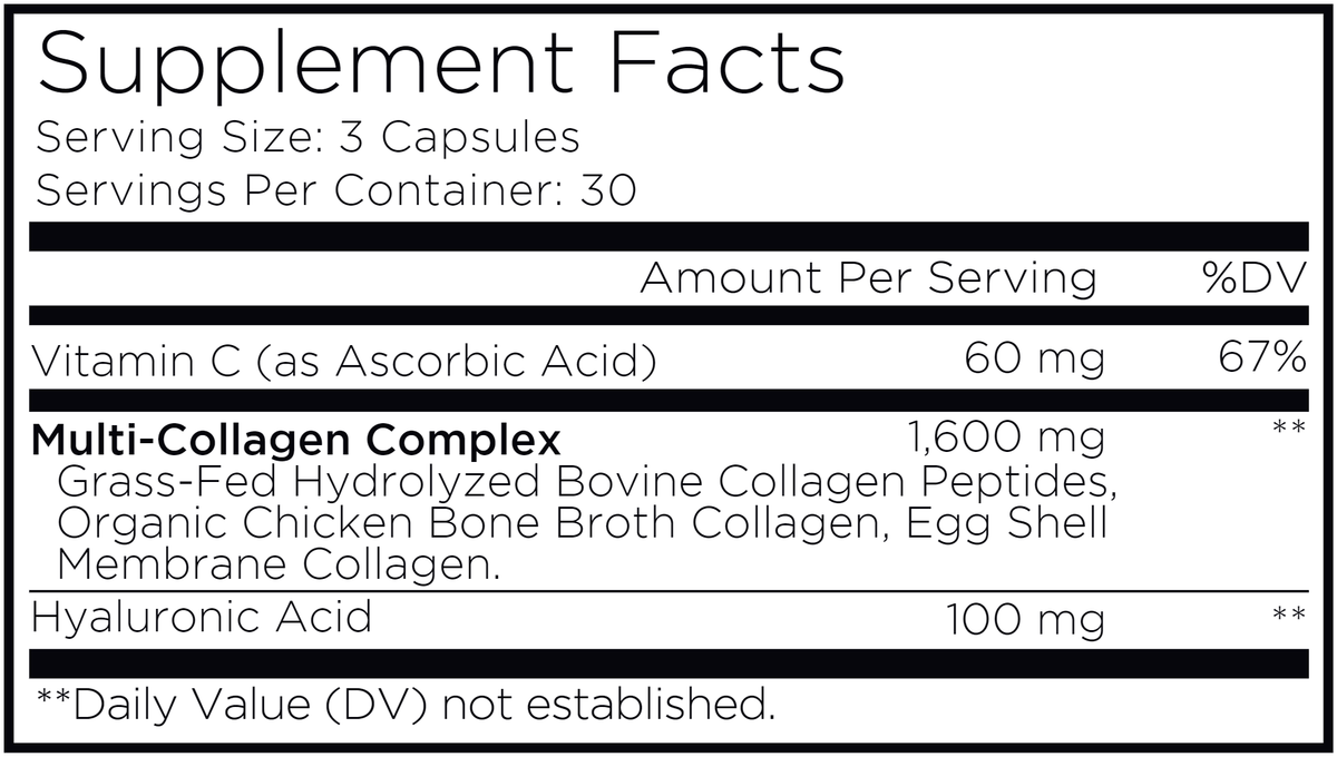 Collagen 5 Types Supplement Facts Label