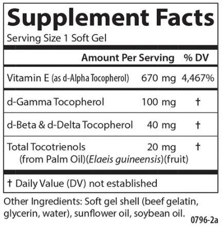 E-Gems Elite 670 mg Supplement Facts Label