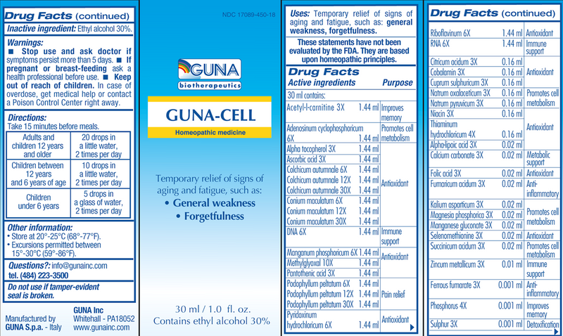 GUNA-Cell (Guna, Inc.) Label