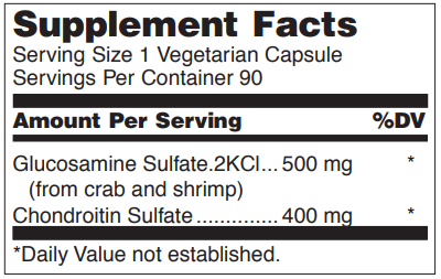 Glucosamine Plus Vcap X-Str Supplement Facts Label