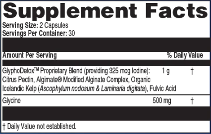 GlyphoDetox Supplement Facts Label