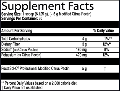 PectaSol-C Professional Lime Supplement Facts Label