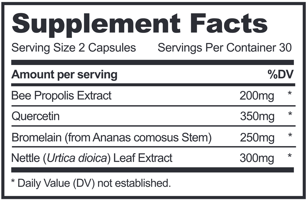 Propolis Sinus Support Supplement Facts Label