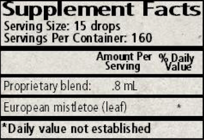 Viscum/European Mistletoe 4 oz Supplement Facts Label