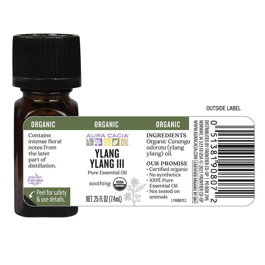 Ylang Ylang III Organic Ess Oil Supplement Facts Label