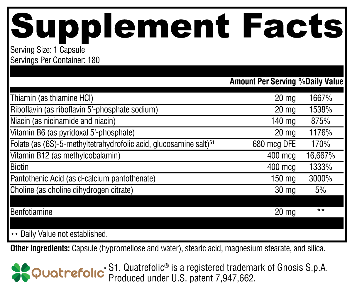 B Activ® Supplement Facts Label