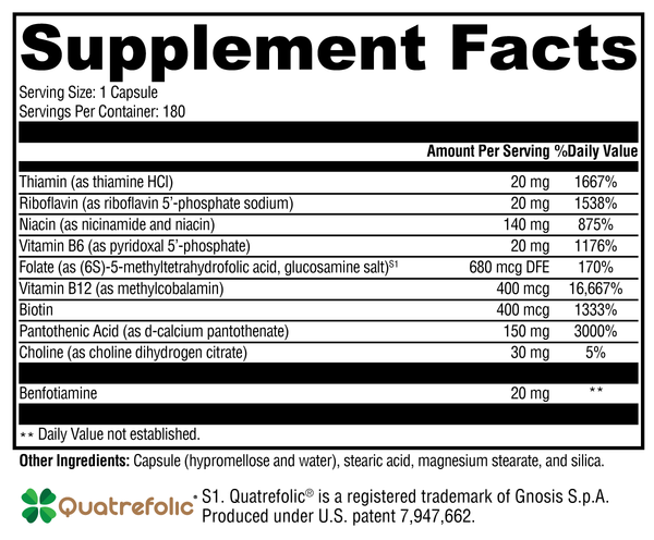 B Activ® Supplement Facts Label