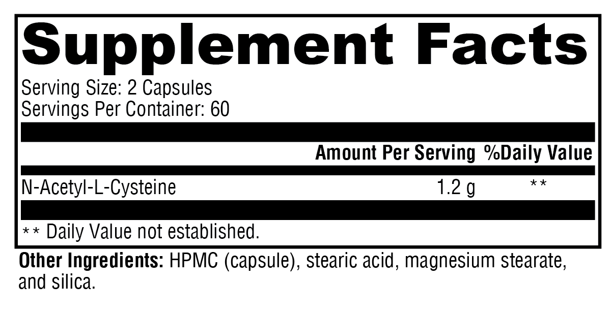 NAC Supplement Facts Label