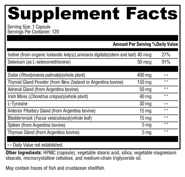 T-150 Supplement Facts Label