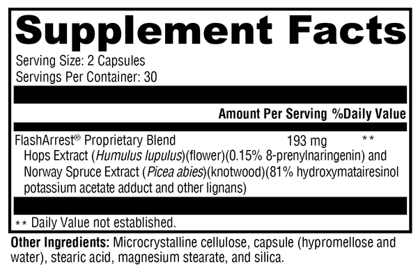 FlashArrest® Supplement Facts Label