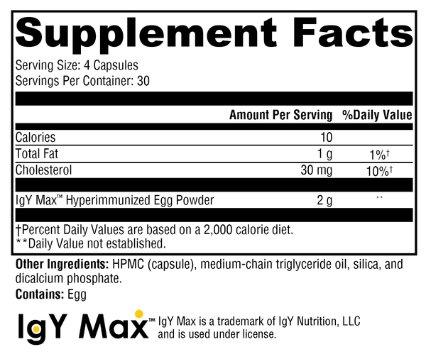 IG 26 DF Capsules Supplement Facts Label