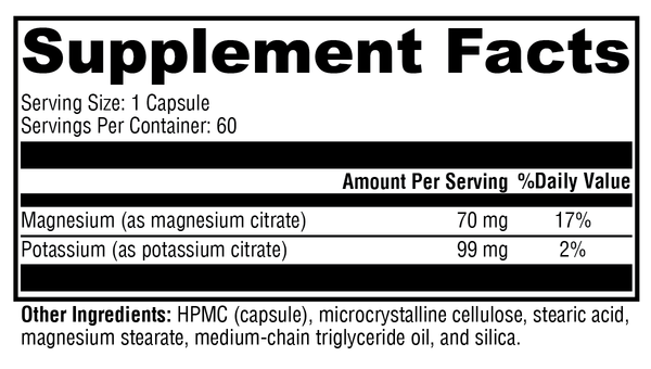 K-Mg Citrate™ Supplement Facts Label