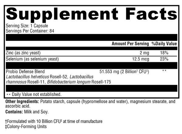 Probio Defense™ Supplement Facts Label