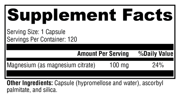 Magnesium Citrate Supplement Facts Label