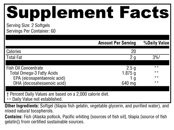 OmegaPure 820™ Supplement Facts Label