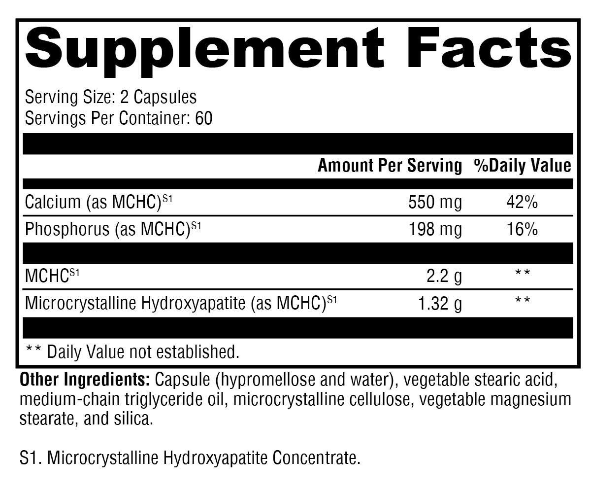Ossopan 1100™ Supplement Facts Label