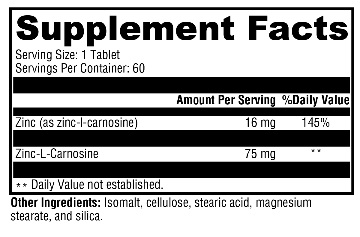 PepciX™ Supplement Facts Label
