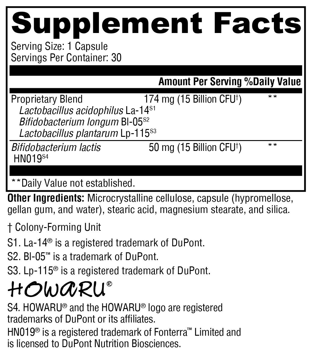 ProbioMax Daily 30B (formerly ProbioMax® Daily DF) Supplement Facts Label