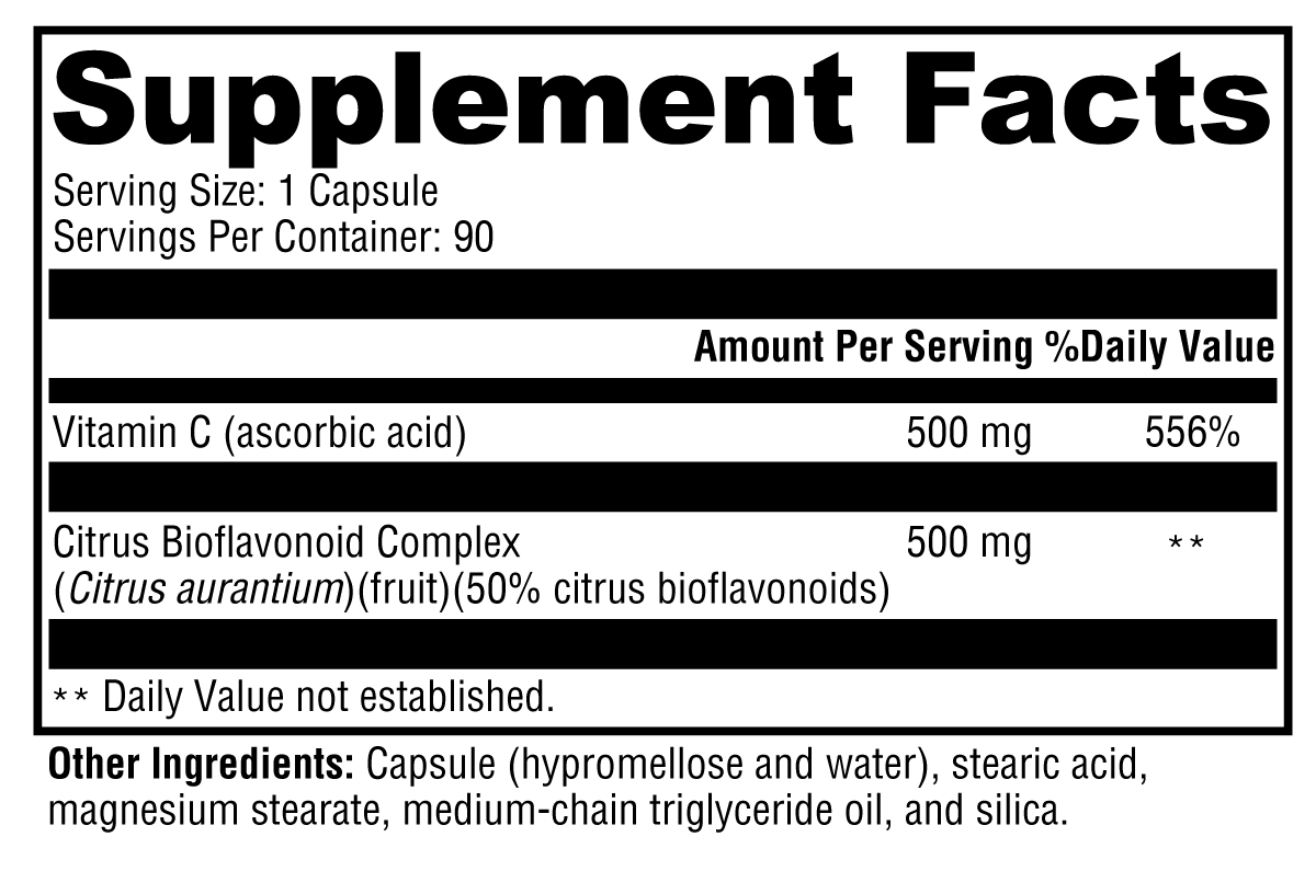 Bio C 1:1™ Supplement Facts Label